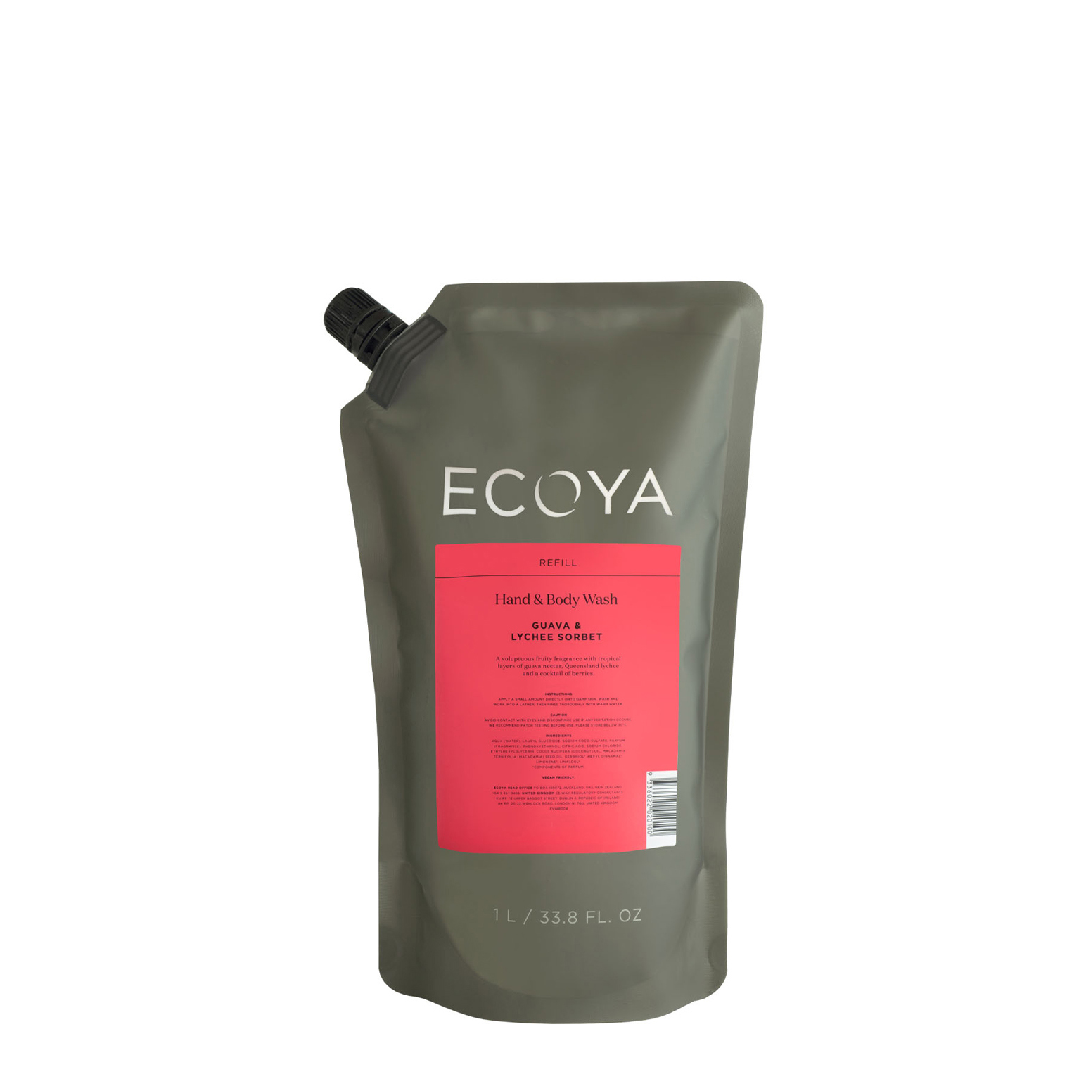 ECOYA Guava & Lychee Sorbet Hand & Body Wash Refill 1L